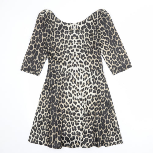 River Island Womens Multicoloured Animal Print Polyester A-Line Size 10 Round Neck Pullover - Leopard Print