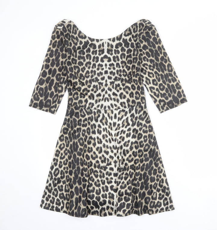 River Island Womens Multicoloured Animal Print Polyester A-Line Size 10 Round Neck Pullover - Leopard Print