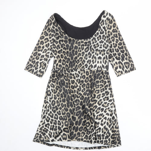 River Island Womens Multicoloured Animal Print Polyester A-Line Size 10 Round Neck Pullover - Leopard Print