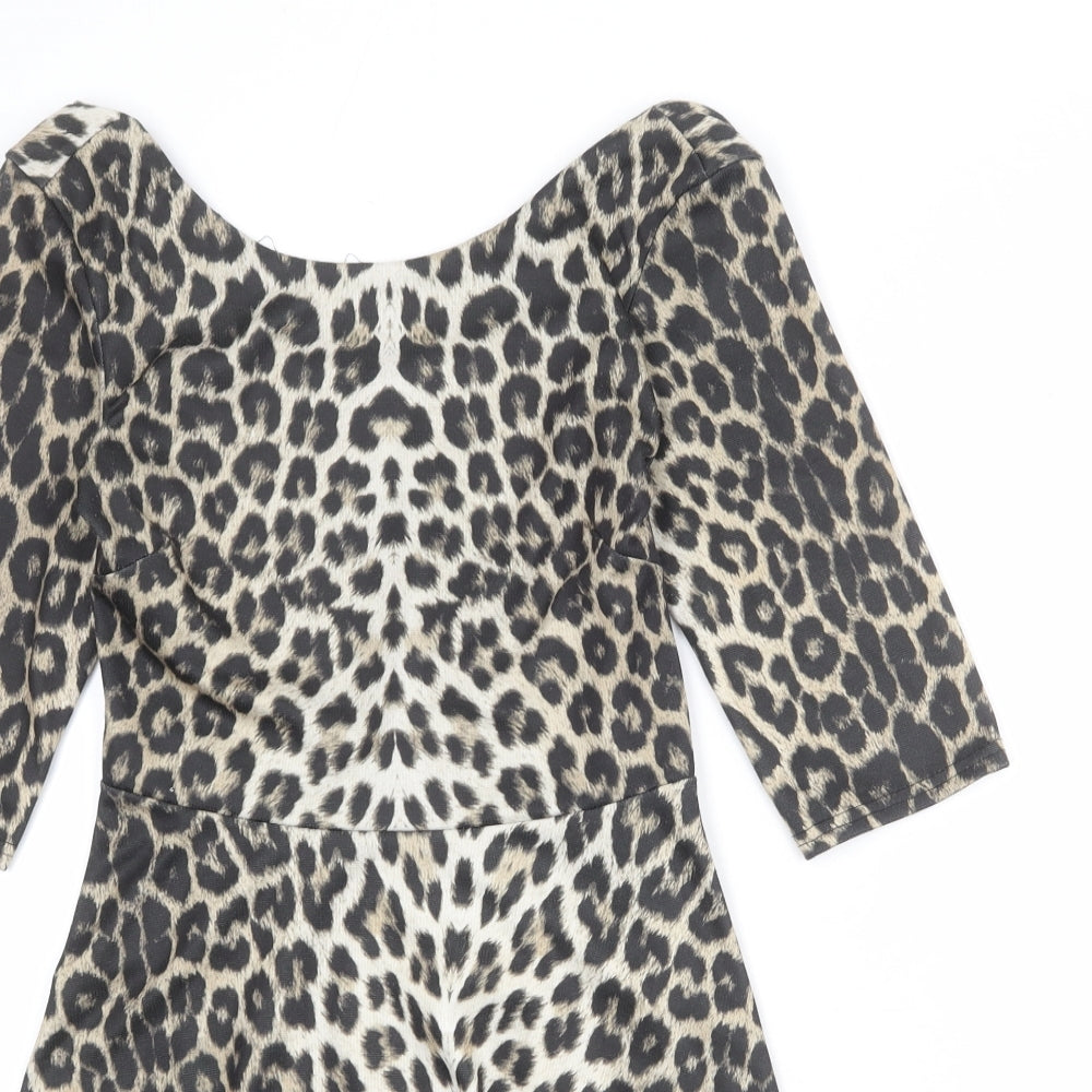 River Island Womens Multicoloured Animal Print Polyester A-Line Size 10 Round Neck Pullover - Leopard Print