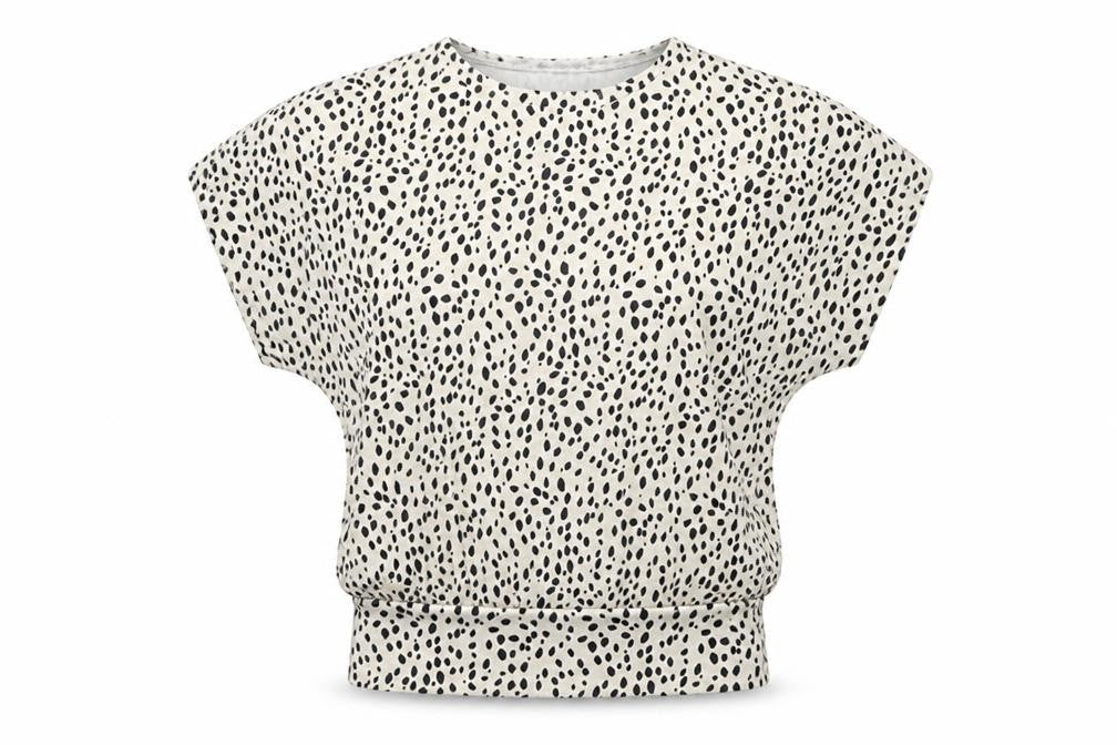 Front view of New Look women’s ivory geometric polyester basic blouse, size S, round neck