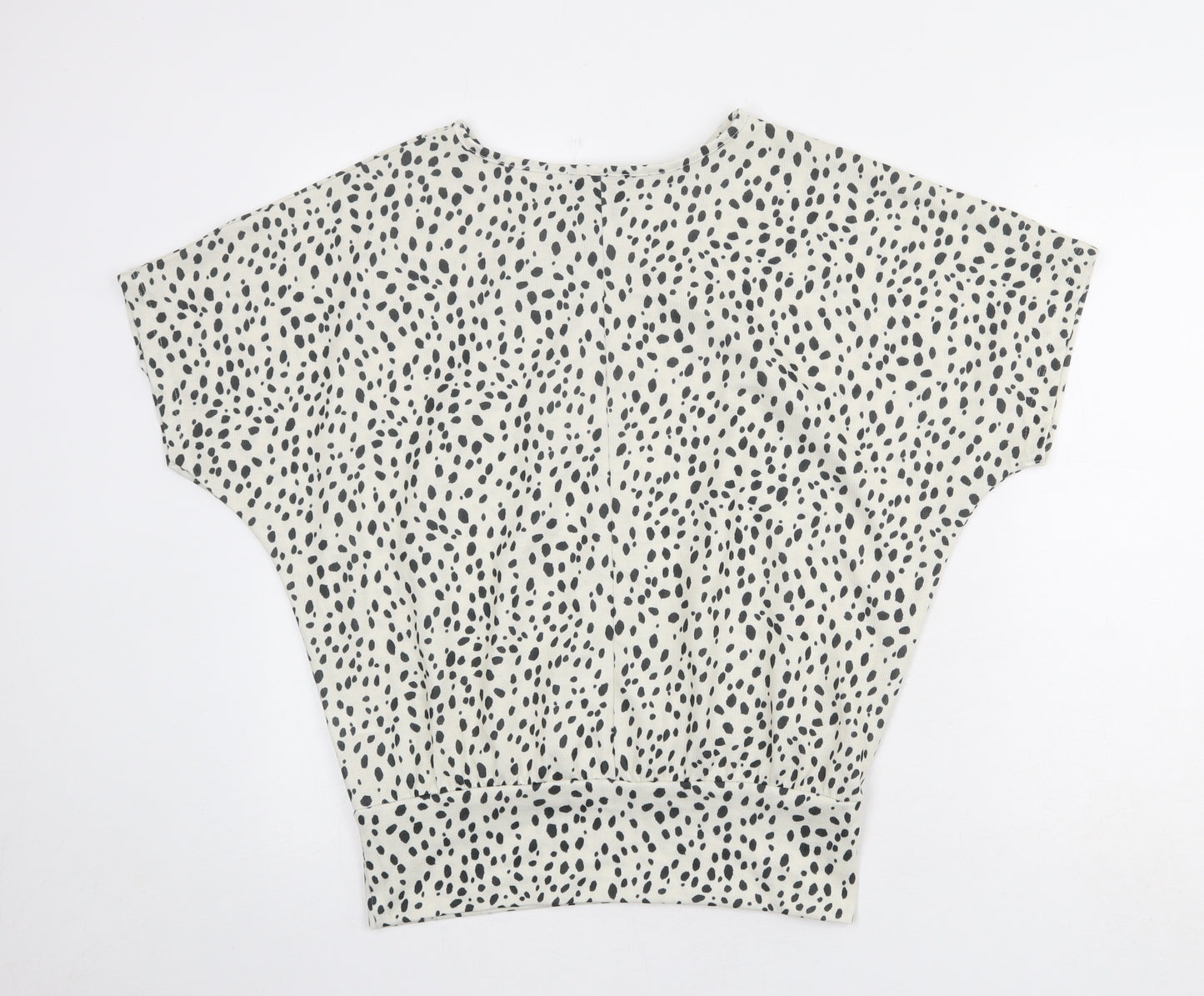 New Look Womens Ivory Geometric Polyester Basic Blouse Size S Round Neck