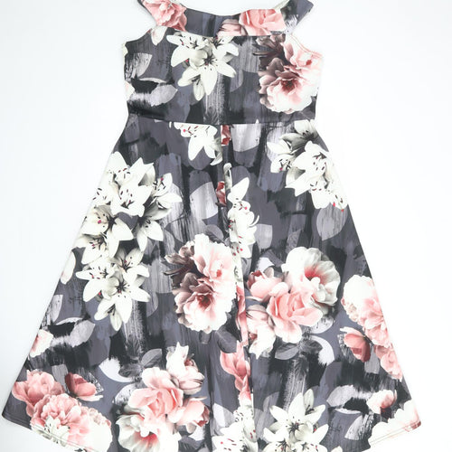 Quiz Womens Multicoloured Floral Polyester A-Line Size 16 V-Neck Pullover
