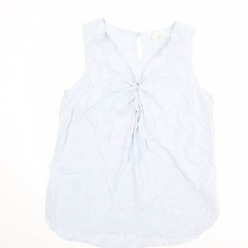 Monsoon Womens Blue Viscose Basic Tank Size 12 V-Neck - Twist Detail