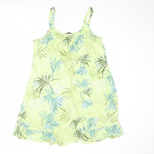Bonmarché Womens Green Geometric Viscose Tank Dress Size 16 Round Neck Pullover