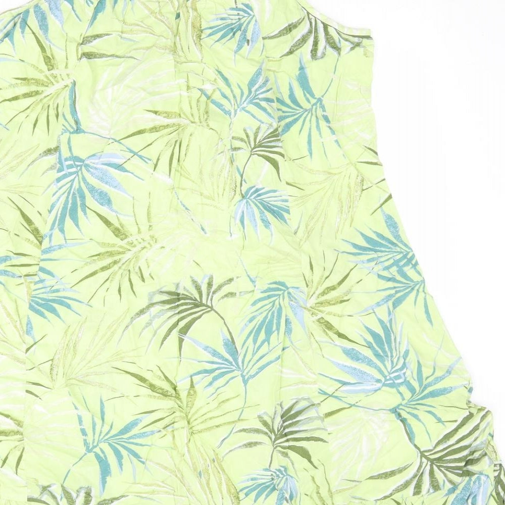 Bonmarché Womens Green Geometric Viscose Tank Dress Size 16 Round Neck Pullover