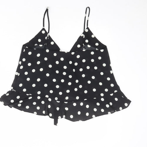 ASOS Womens Black Polka Dot Polyester Cropped Tank Size 10 V-Neck