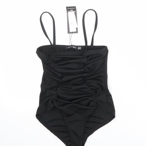 I SAW IT FIRST Womens Black Polyester Bodysuit One-Piece Size 10 Snap