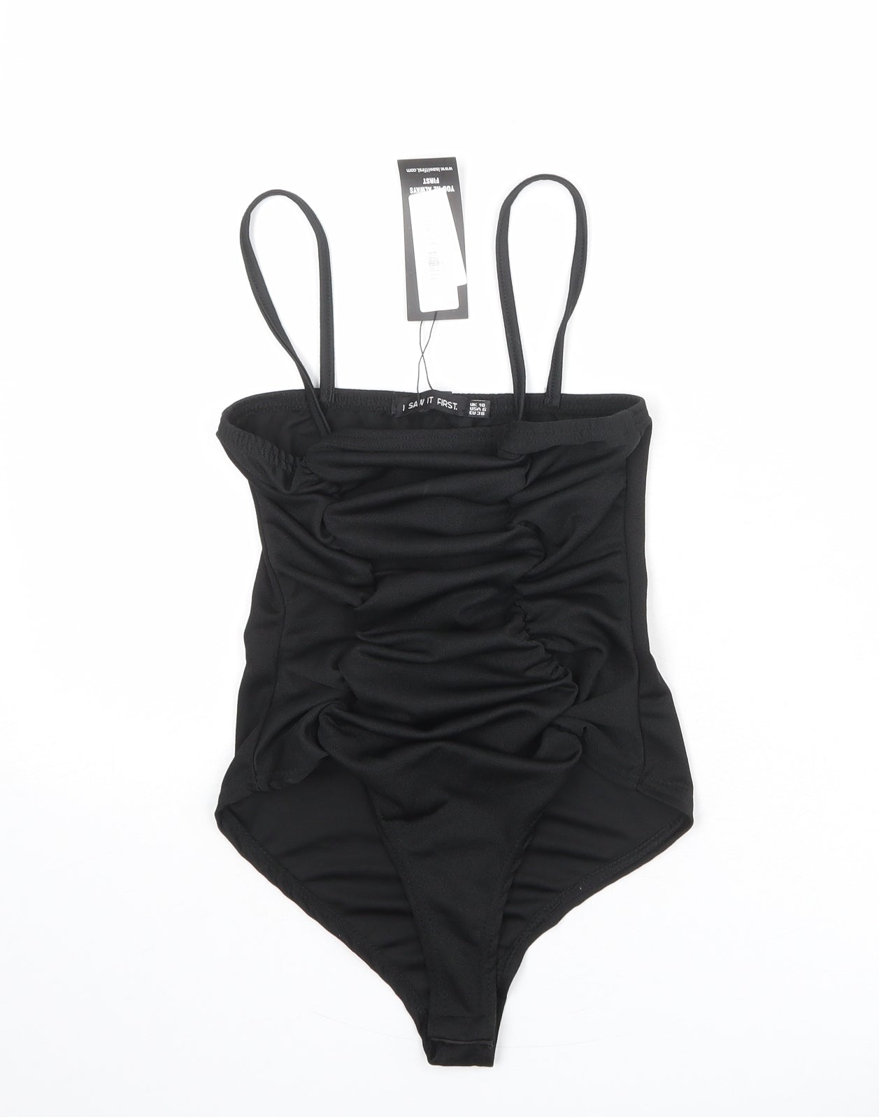 I SAW IT FIRST Womens Black Polyester Bodysuit One-Piece Size 10 Snap