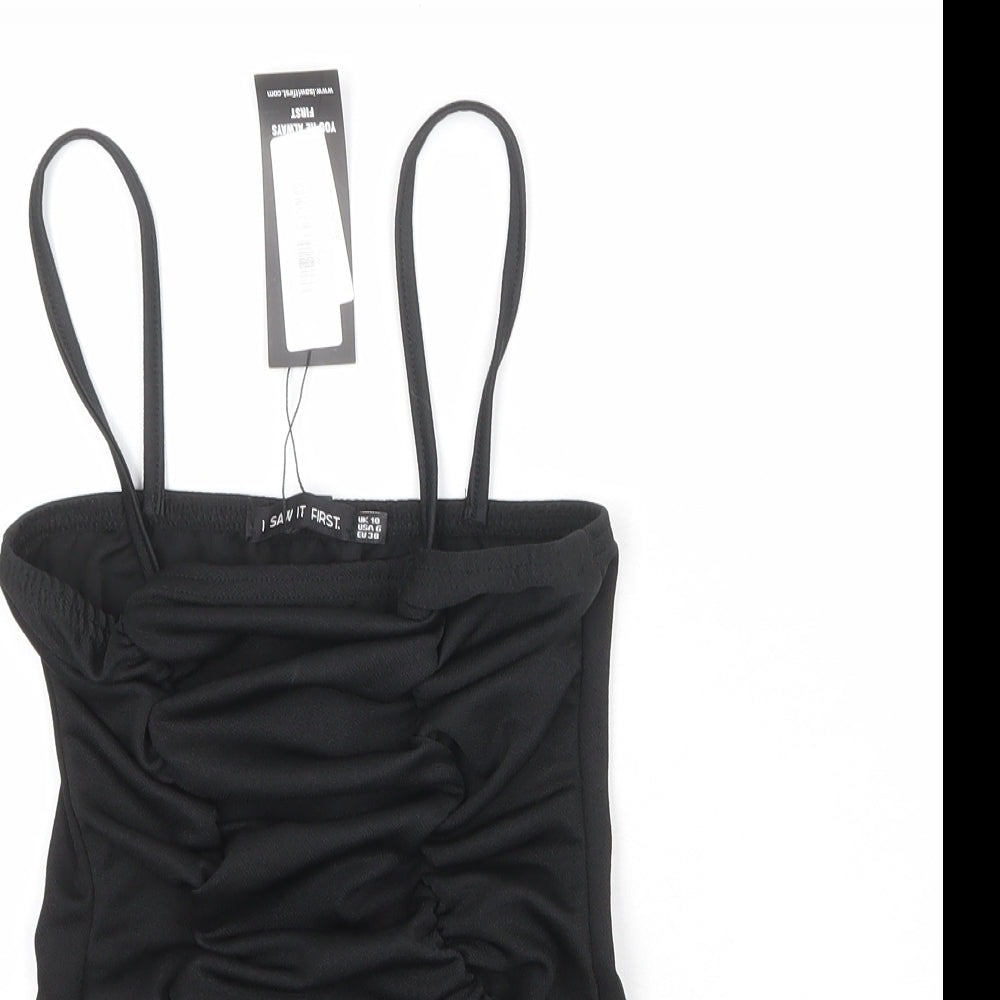 I SAW IT FIRST Womens Black Polyester Bodysuit One-Piece Size 10 Snap