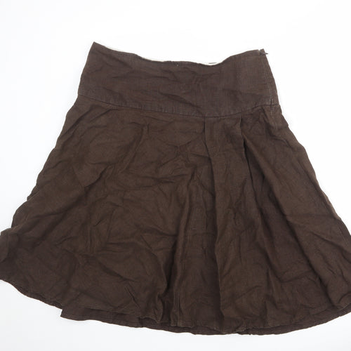 Gap Womens Brown Linen Swing Skirt Size 34 in Zip