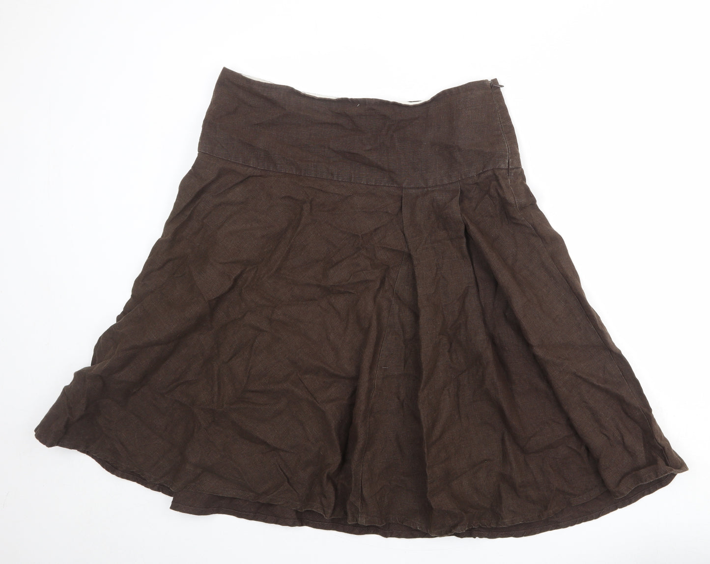 Gap Womens Brown Linen Swing Skirt Size 34 in Zip