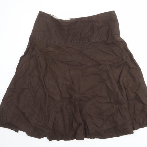 Gap Womens Brown Linen Swing Skirt Size 34 in Zip