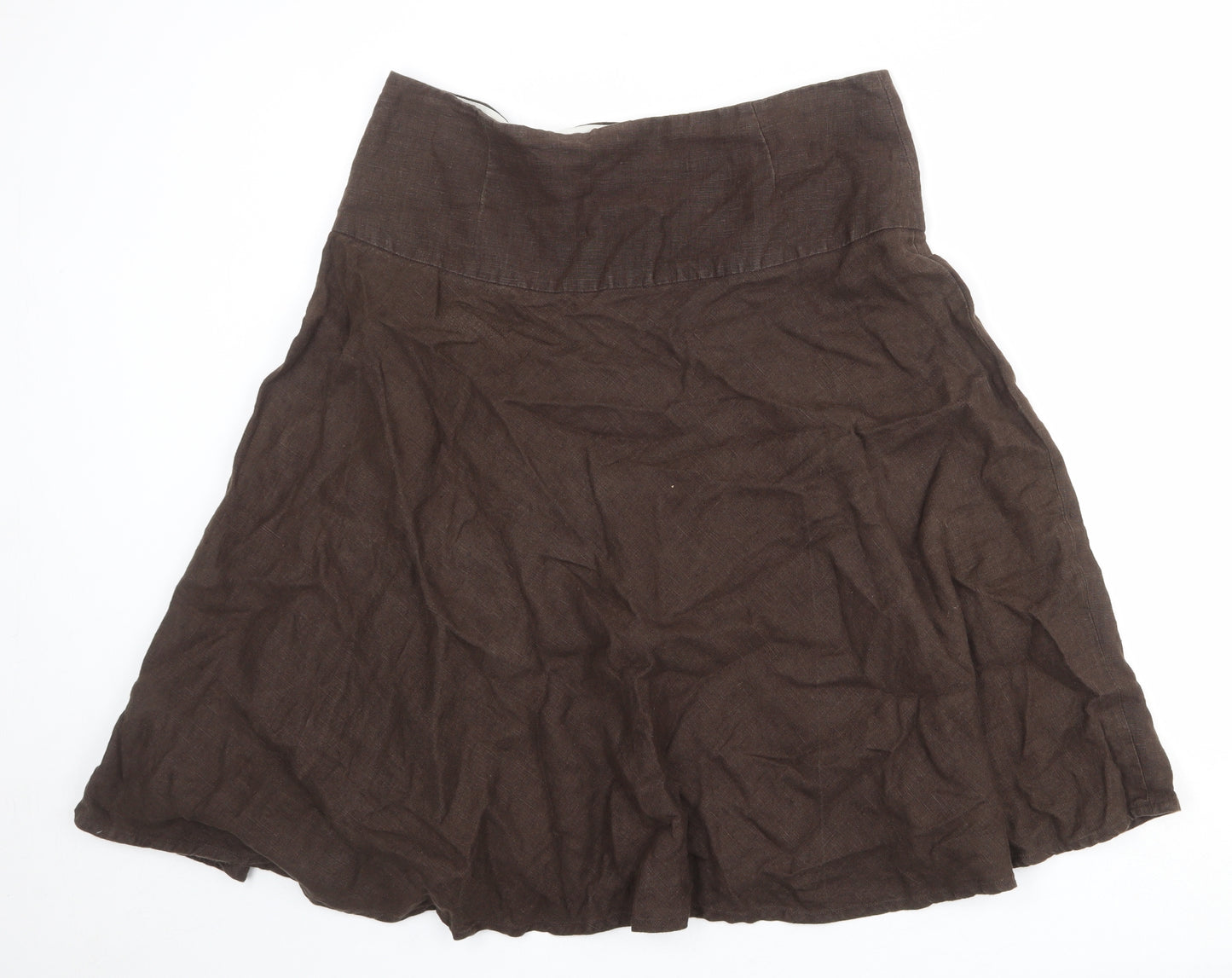 Gap Womens Brown Linen Swing Skirt Size 34 in Zip