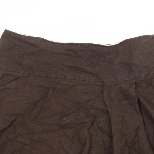 Gap Womens Brown Linen Swing Skirt Size 34 in Zip