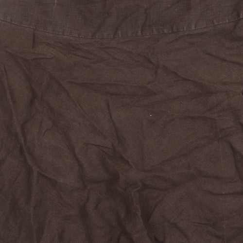 Gap Womens Brown Linen Swing Skirt Size 34 in Zip