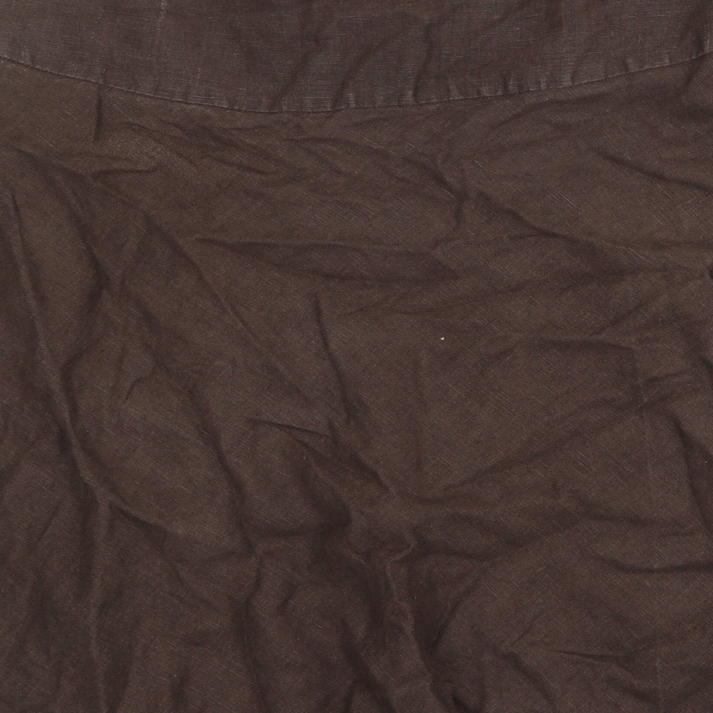 Gap Womens Brown Linen Swing Skirt Size 34 in Zip