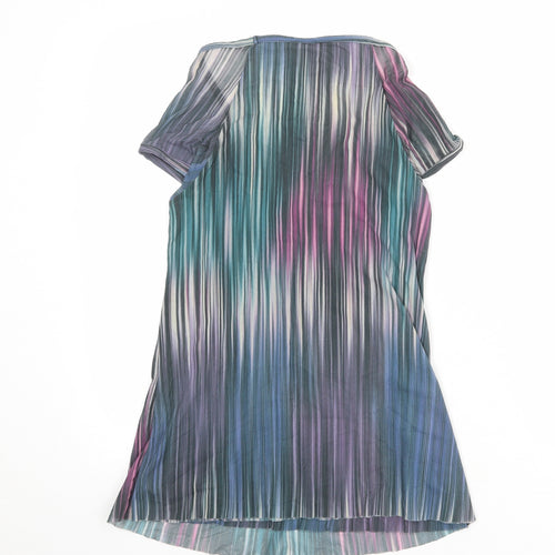 Sweet Pea Womens Multicoloured Geometric Nylon Basic T-Shirt Size M Round Neck