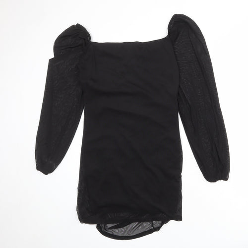 PRETTYLITTLETHING Womens Black Polyester Mini Size 14 Sweetheart Pullover