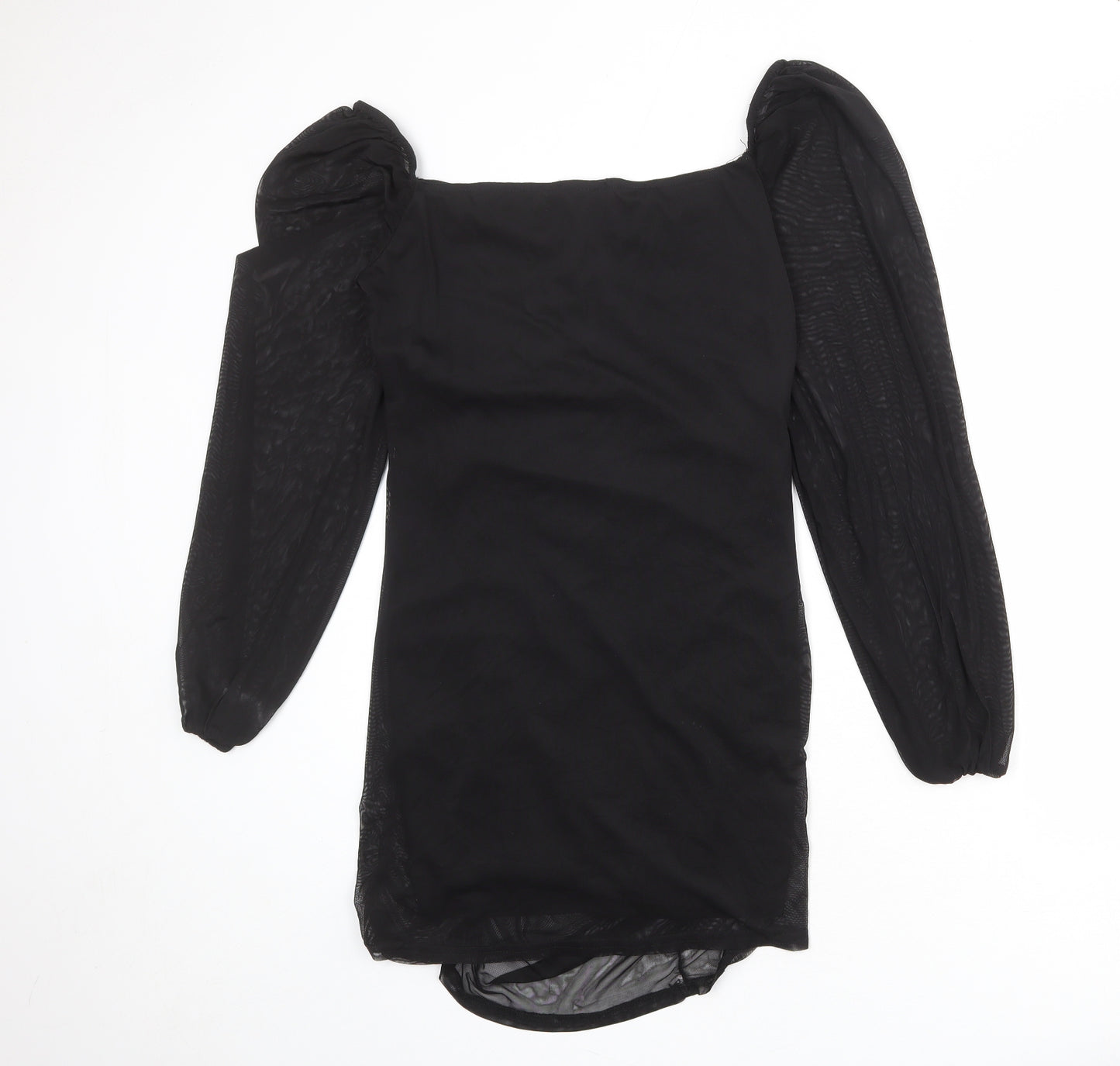 PRETTYLITTLETHING Womens Black Polyester Mini Size 14 Sweetheart Pullover