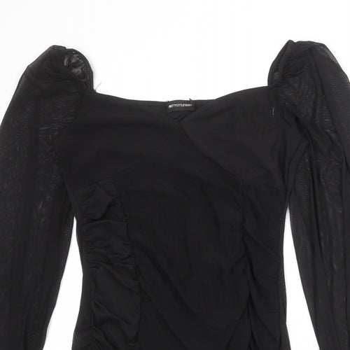 PRETTYLITTLETHING Womens Black Polyester Mini Size 14 Sweetheart Pullover