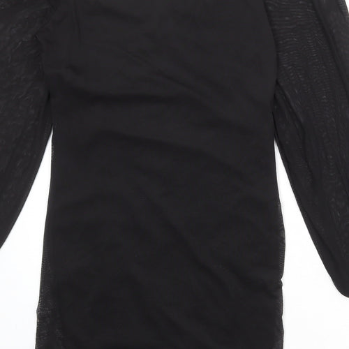 PRETTYLITTLETHING Womens Black Polyester Mini Size 14 Sweetheart Pullover