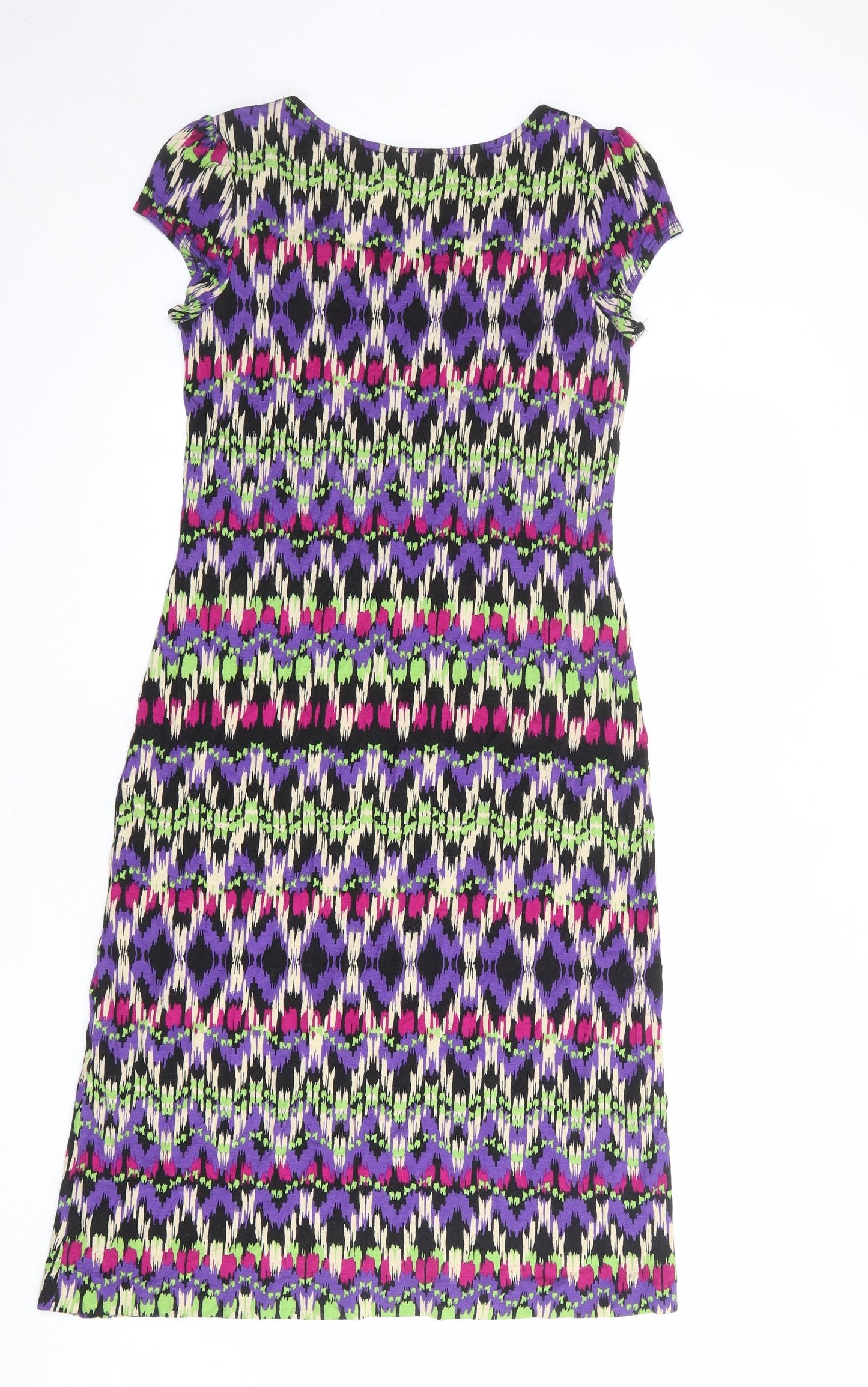 Wallis Womens Multicoloured Geometric Polyester T-Shirt Dress Size S Round Neck Pullover