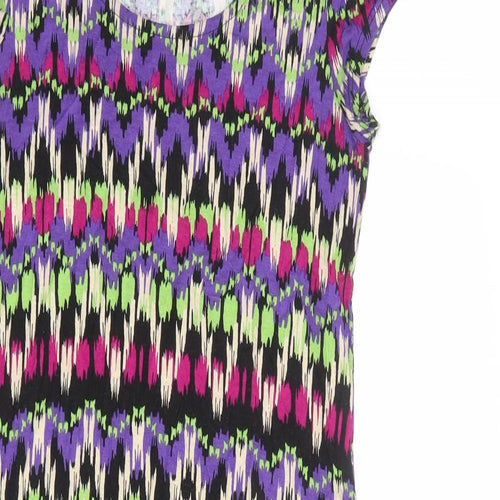 Wallis Womens Multicoloured Geometric Polyester T-Shirt Dress Size S Round Neck Pullover