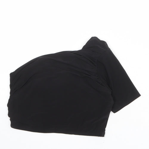 Missguided Womens Black Polyester Cropped Tank Size 12 One Shoulder