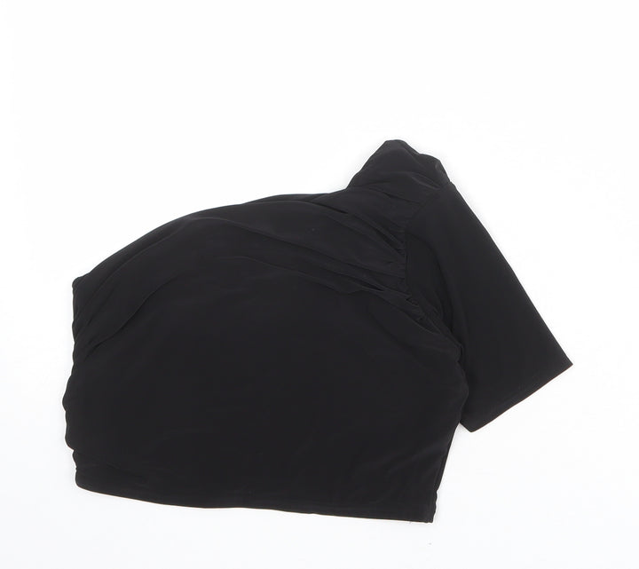 Missguided Womens Black Polyester Cropped Tank Size 12 One Shoulder