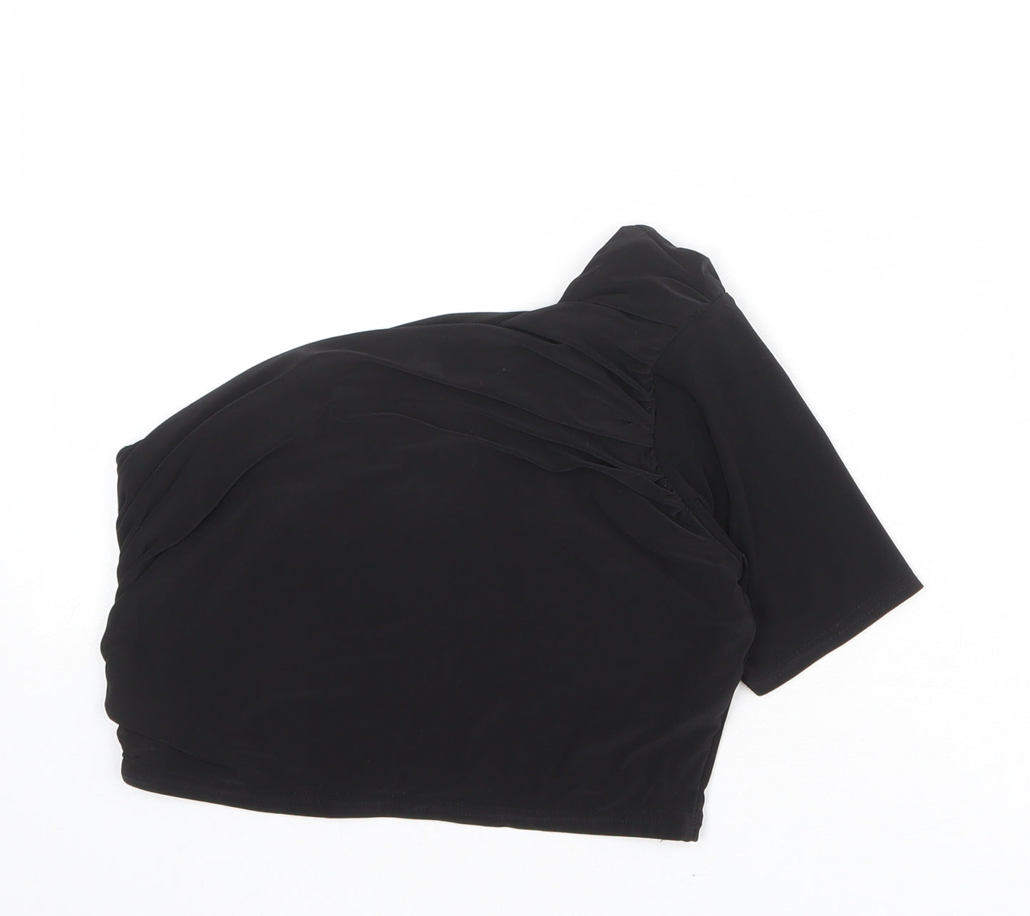 Missguided Womens Black Polyester Cropped Tank Size 12 One Shoulder