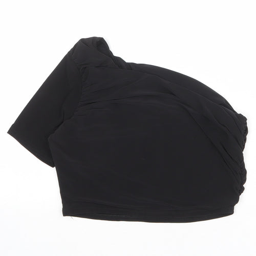 Missguided Womens Black Polyester Cropped Tank Size 12 One Shoulder