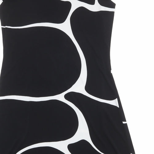 Klass Womens Black Geometric Polyester A-Line Size 14 Round Neck Pullover - Lace Details