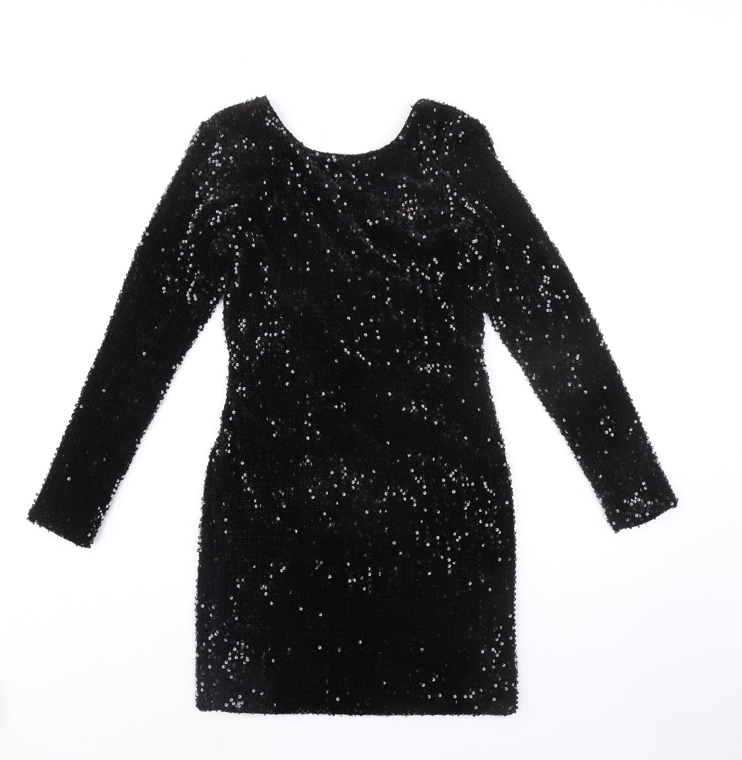 Motel Womens Black Polyester Mini Size M Boat Neck