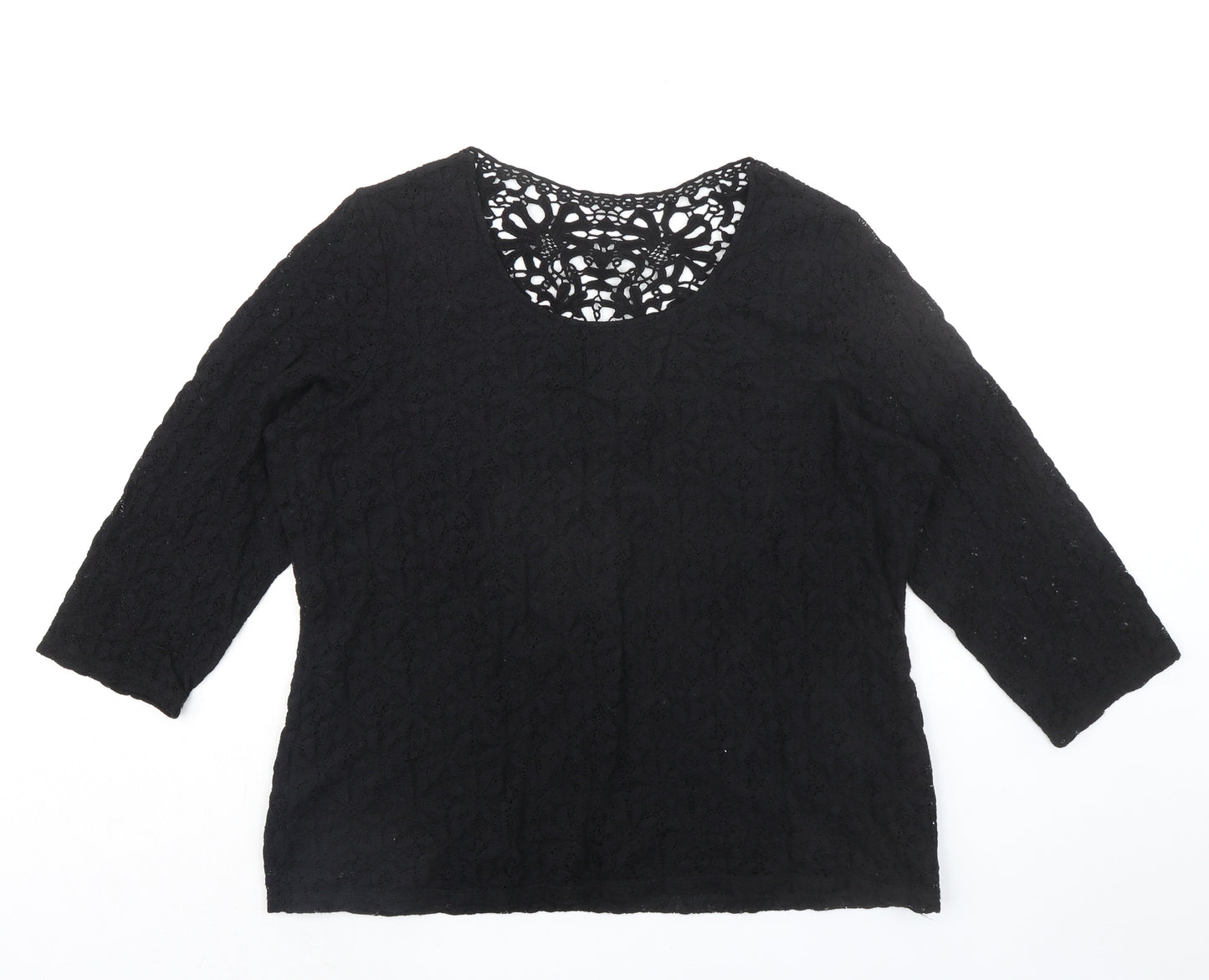 Marks and Spencer Womens Black Cotton Basic Blouse Size 18 Round Neck