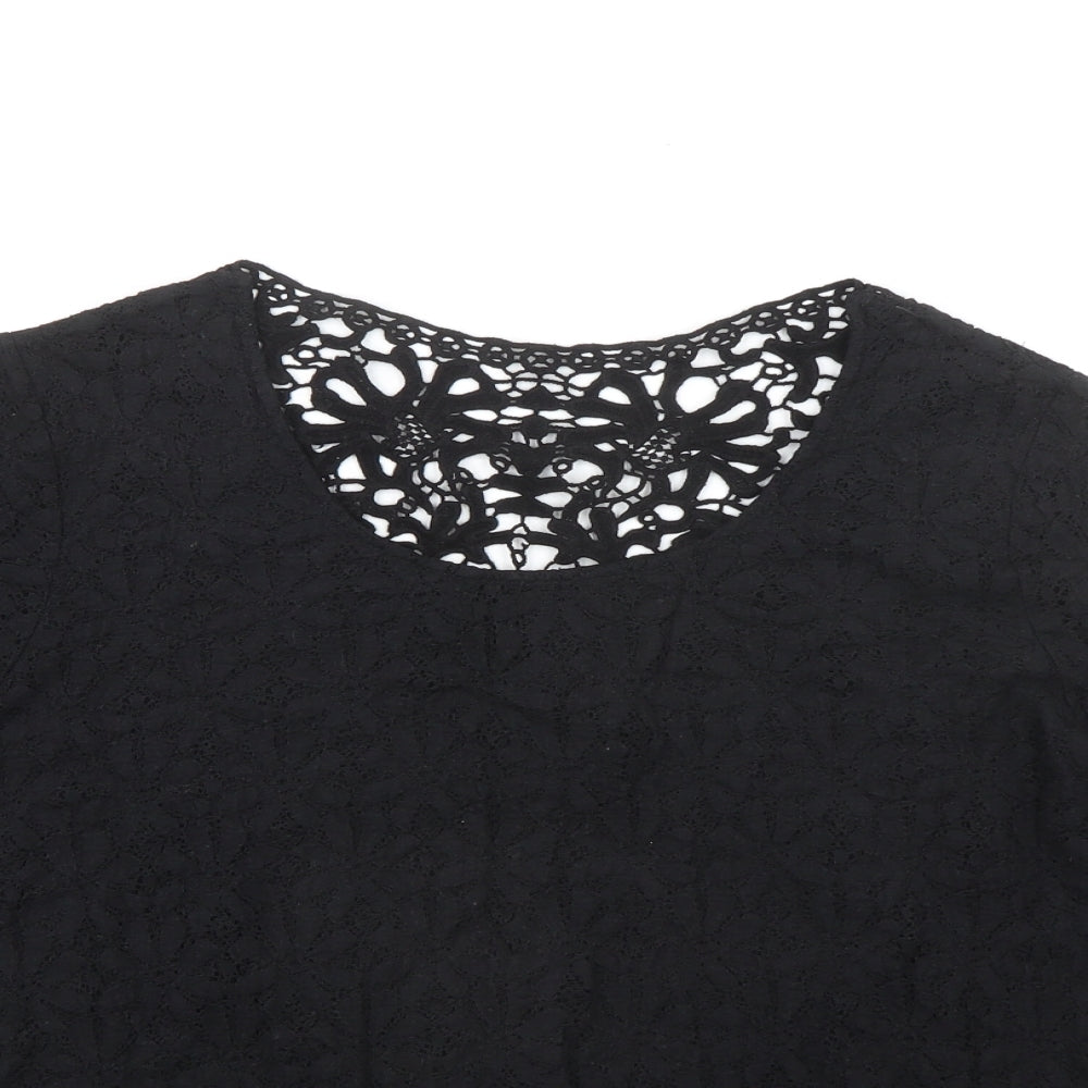 Marks and Spencer Womens Black Cotton Basic Blouse Size 18 Round Neck