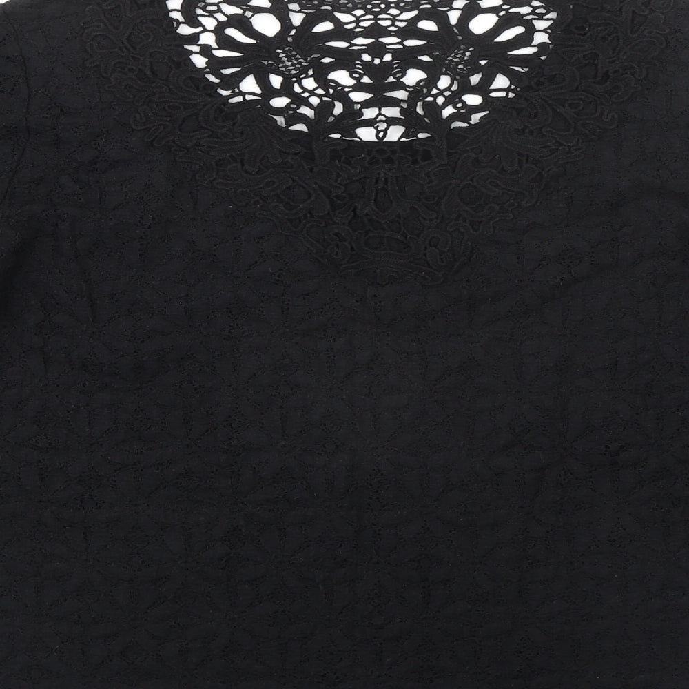 Marks and Spencer Womens Black Cotton Basic Blouse Size 18 Round Neck