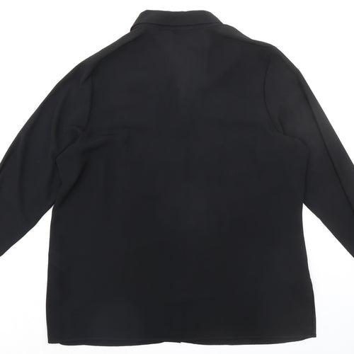 St Michael Womens Black Geometric Polyester Basic Button-Up Size 18 Collared - Embellished