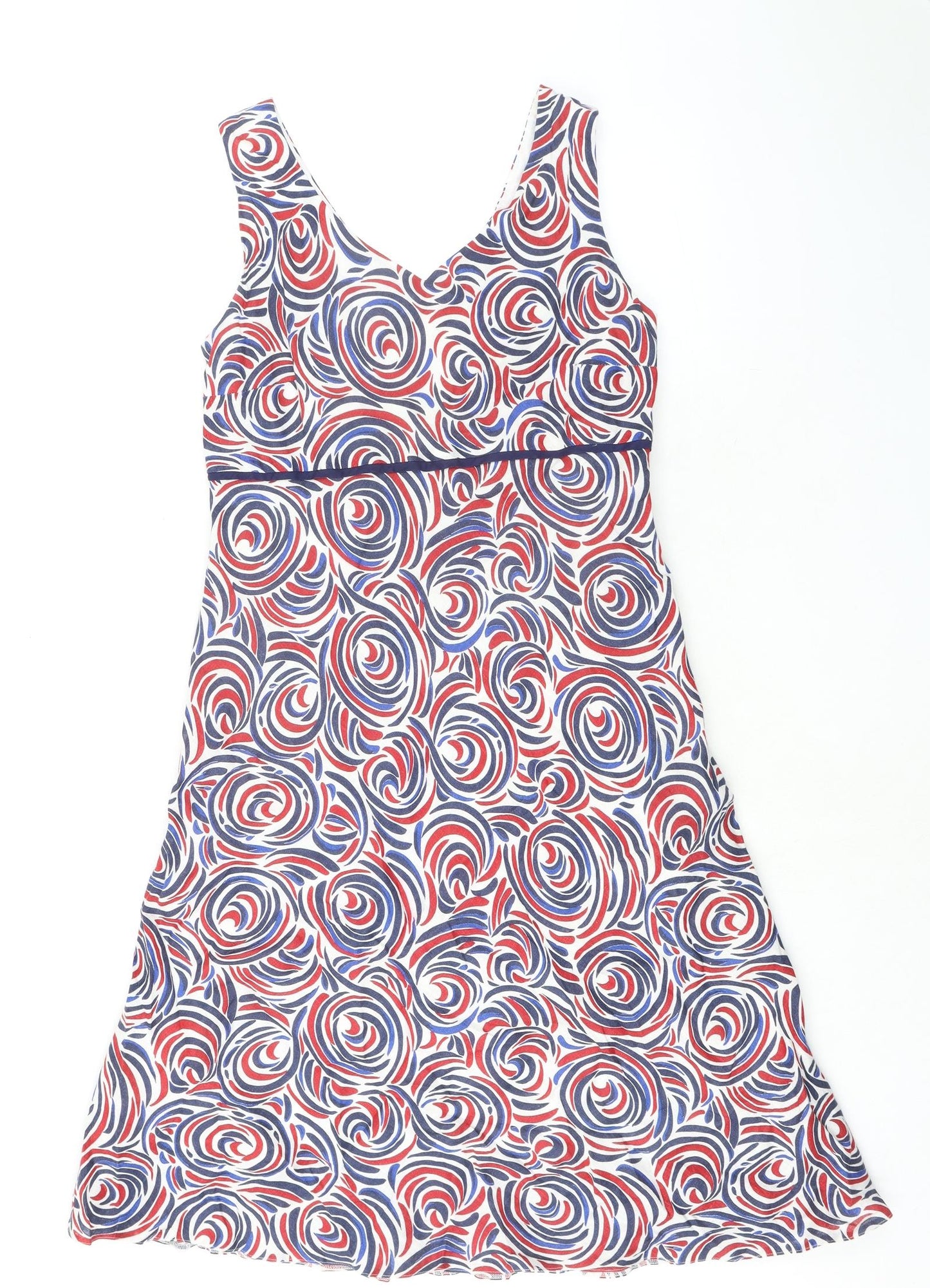 Minuet Womens Multicoloured Geometric Linen A-Line Size 16 V-Neck Zip