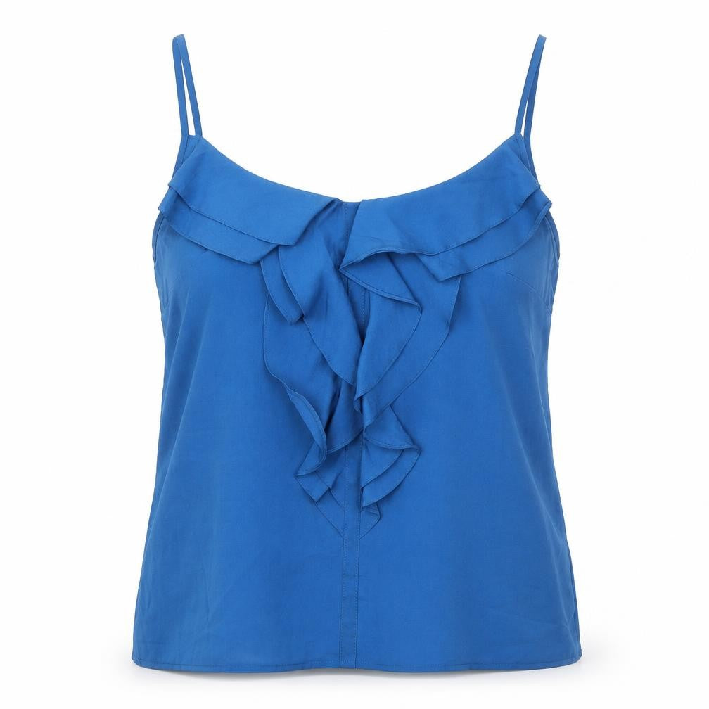 Front view of Forever 21 women’s blue polyester camisole tank, size M, scoop neck
