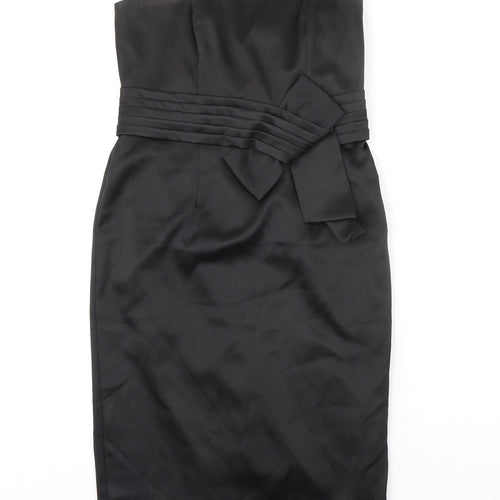 M&Co Womens Black Polyester Mini Size 12 Square Neck Zip - Strapless