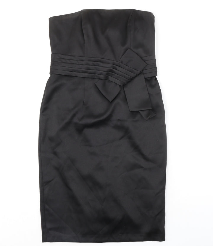 M&Co Womens Black Polyester Mini Size 12 Square Neck Zip - Strapless