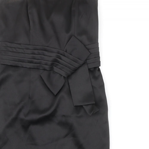 M&Co Womens Black Polyester Mini Size 12 Square Neck Zip - Strapless