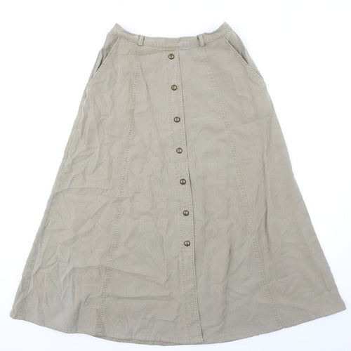 Pola Oy Womens Green Lyocell Swing Skirt Size 12 Zip