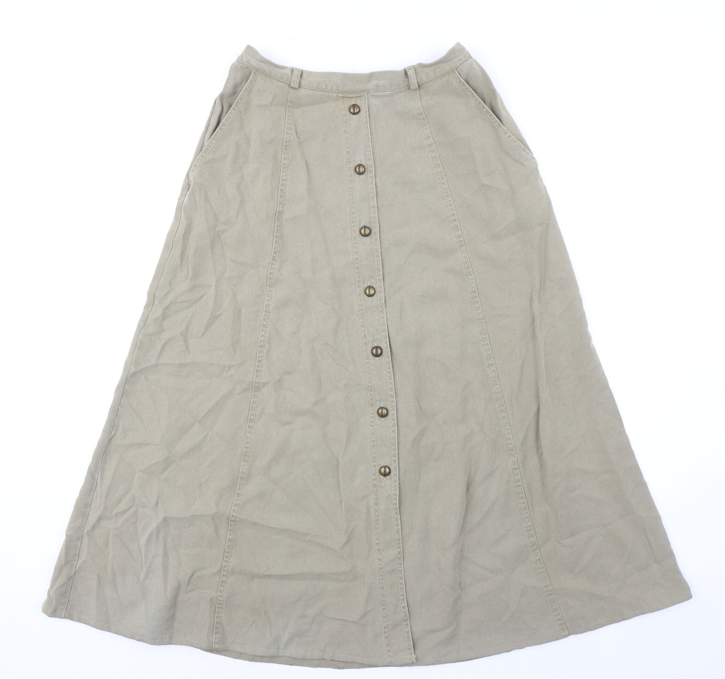 Pola Oy Womens Green Lyocell Swing Skirt Size 12 Zip