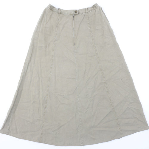 Pola Oy Womens Green Lyocell Swing Skirt Size 12 Zip