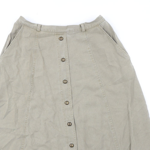 Pola Oy Womens Green Lyocell Swing Skirt Size 12 Zip