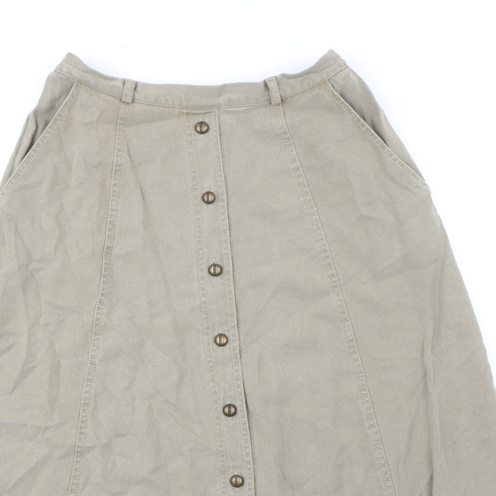 Pola Oy Womens Green Lyocell Swing Skirt Size 12 Zip