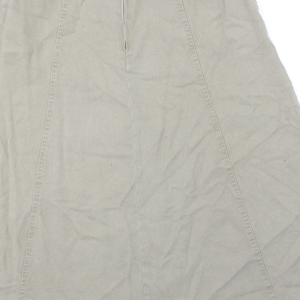 Pola Oy Womens Green Lyocell Swing Skirt Size 12 Zip