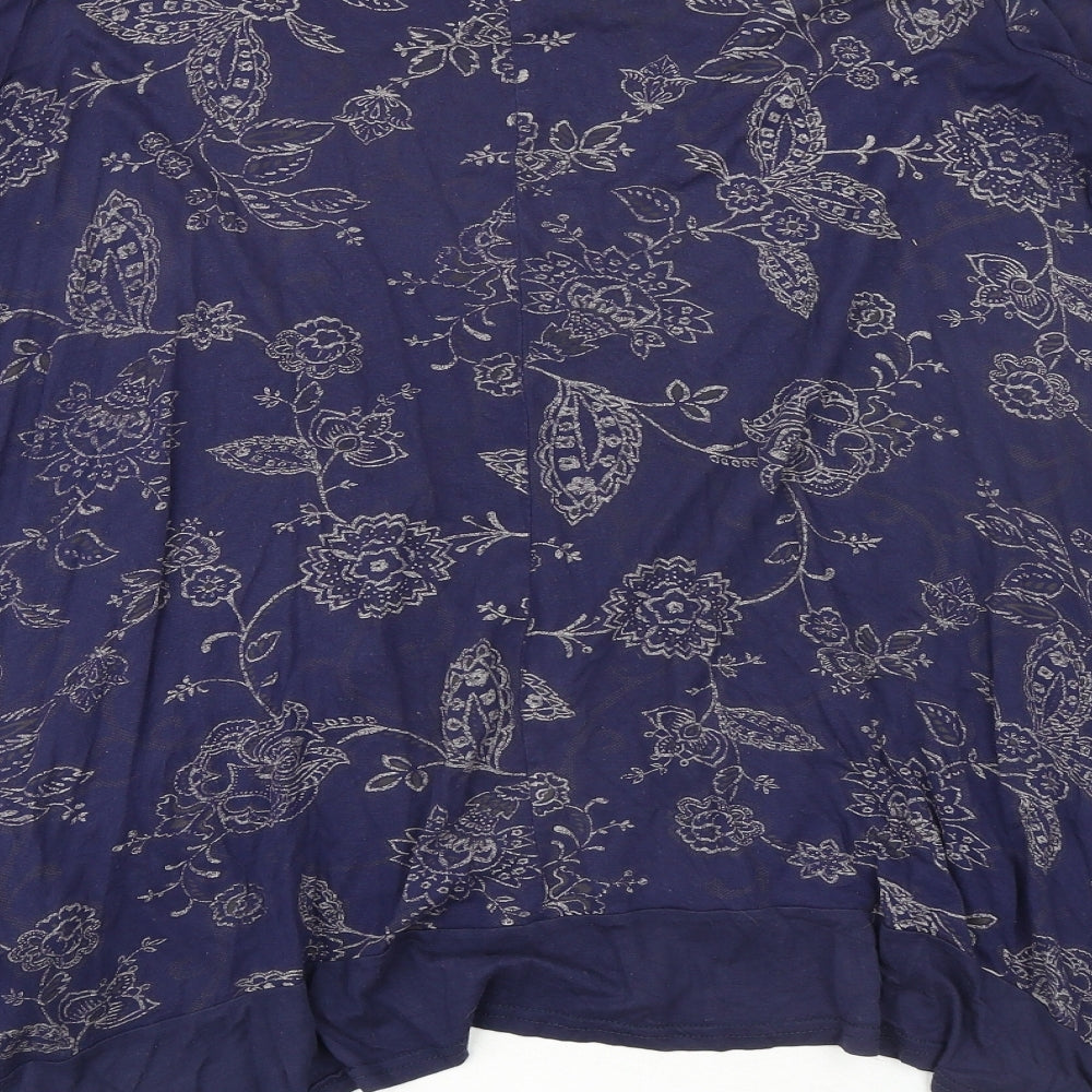 Yours Womens Blue Floral Viscose Basic Blouse Size 20 Boat Neck - Asymmetric Hem